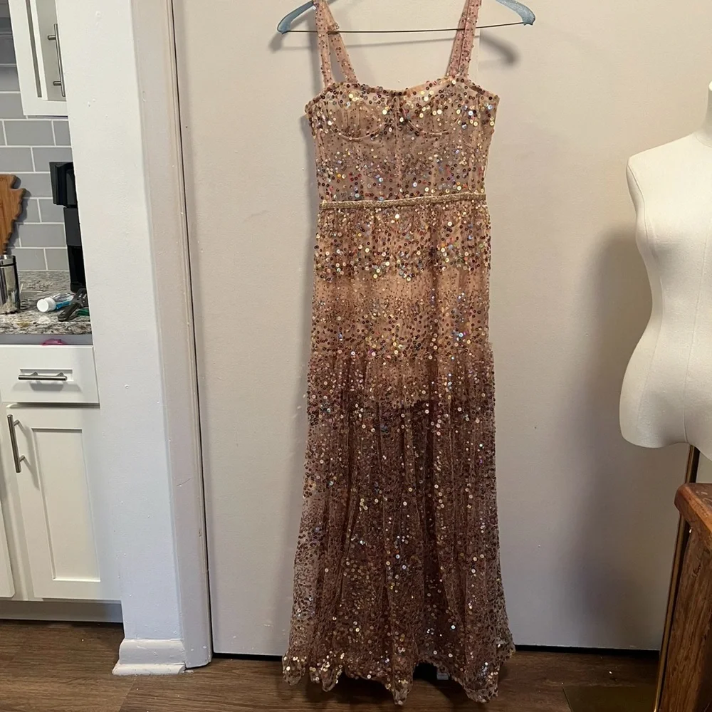 Bronx and Banco Gold Sequin Maxi Dress - Picture 2 of 7